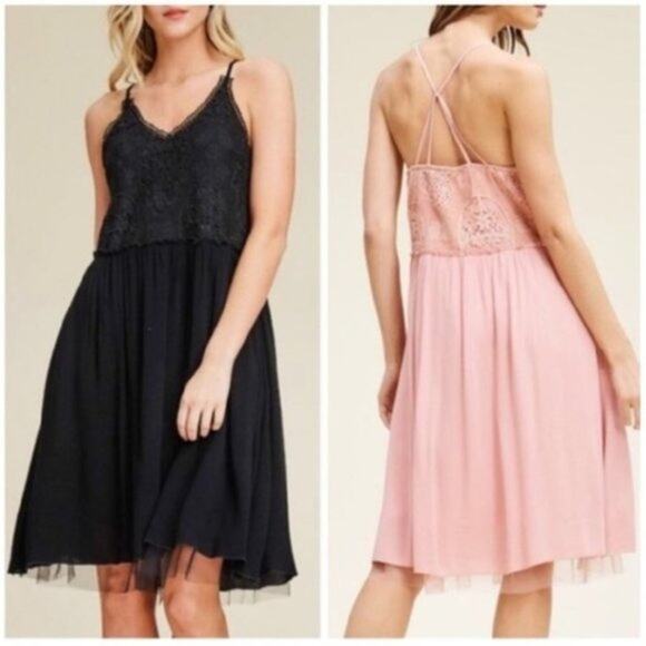 Annabelle Strappy Back Lace Dress in Black Size Large NWT - Picture 1 of 16